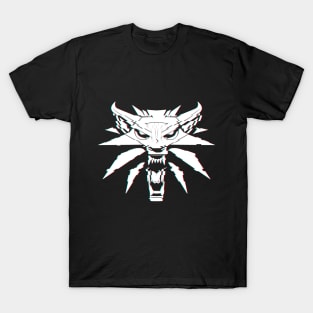The Witcher 3 Logo Glitch Effect White T-Shirt